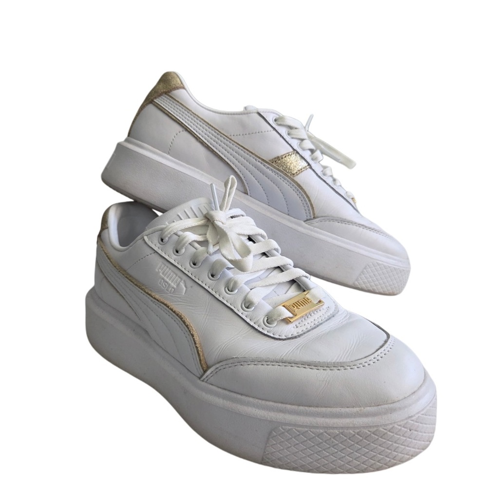 Puma Women's Gold Accent White Sneakers